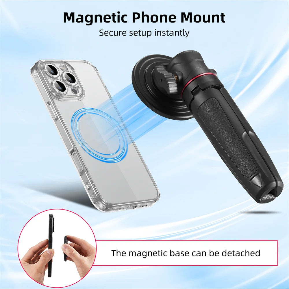 حامل ثلاثي عصا سيلفي مغناطيسية 2026 لكاميرا DJI Pocket 3 /DSLR/IPhone حامل هاتف أندرويد مع رأس كروي 1/4 بوصة 360 دوارة #2