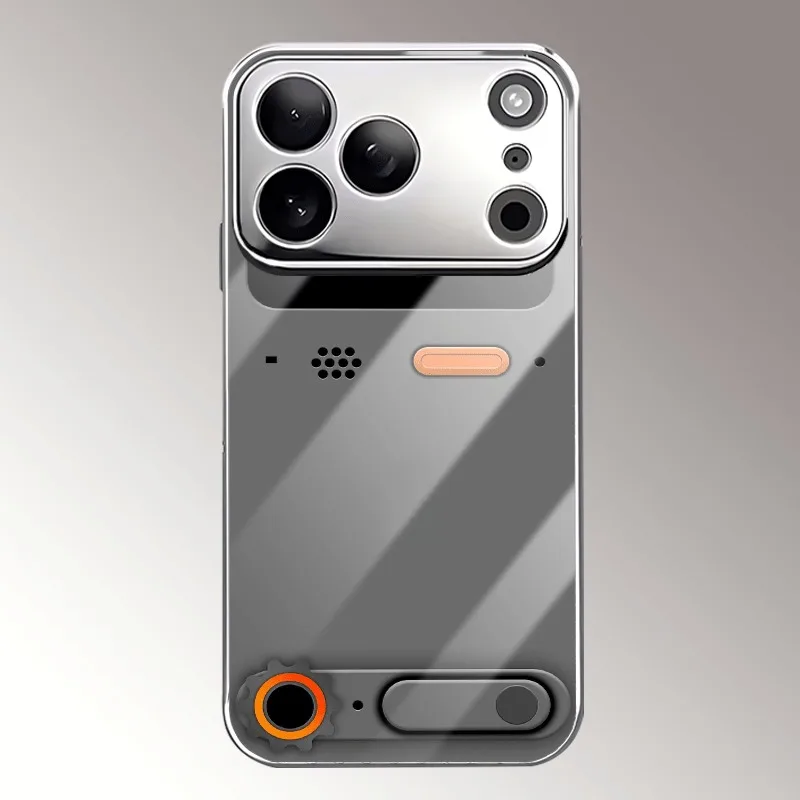 Minimalistyczne etui na telefon ze wzorem konsoli do gier, wykonane ze szkła, do iPhone 11 12 13 14 15 16 17 Pro Max Plus 17 Air, posrebrzane galwanicznie. — zdjęcie produktu 5