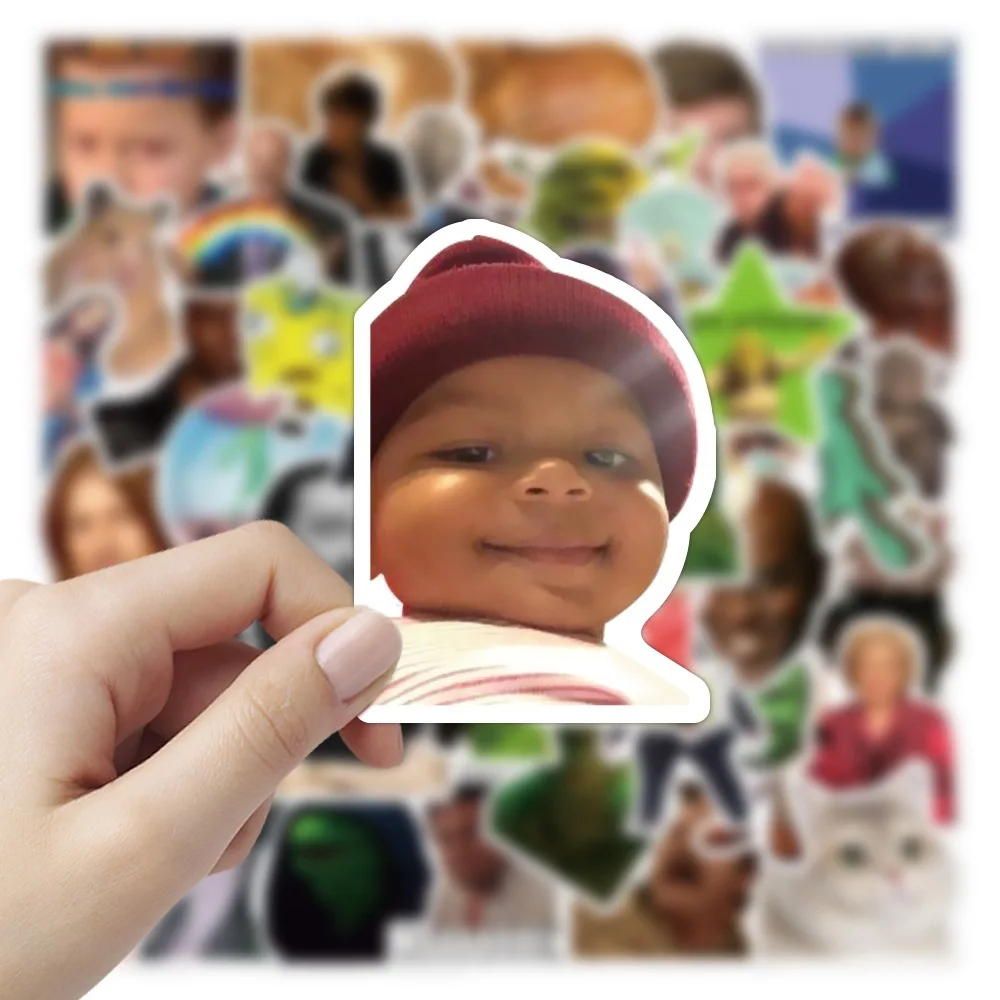 50 قطعة ملصقات تعبير الوجه للمشاهير على الإنترنت ملصقات جرافيتي مضحكة للدراجات النارية والأمتعة وكوب الماء ملصقات مقاومة للماء