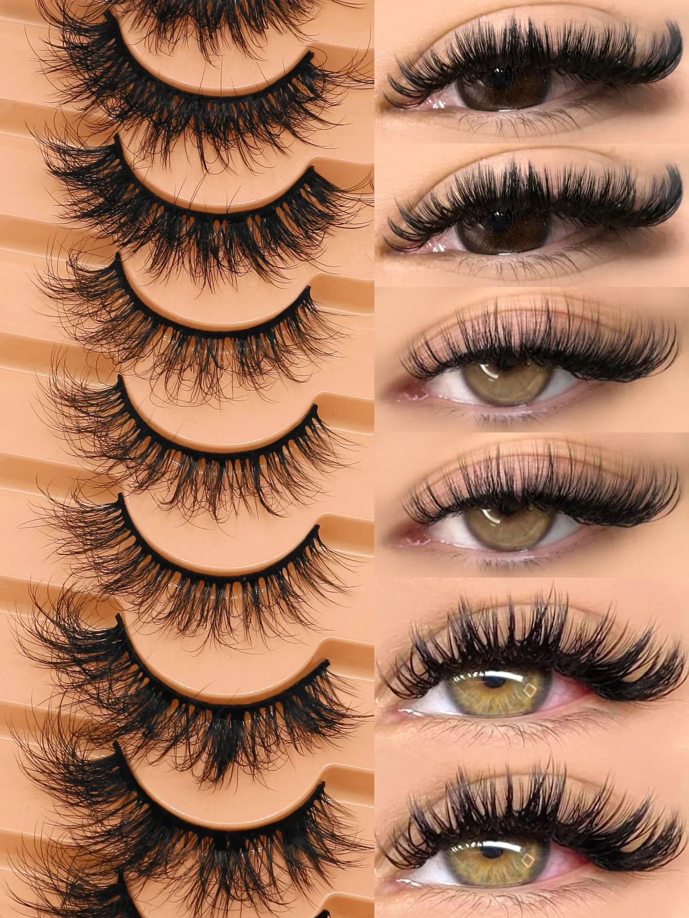 Cat Eyelashes Fluffy 3D Mink Eyelashes Natural Look False Lashes for Daily Party Wedding Lightweigh Reusable Makeup