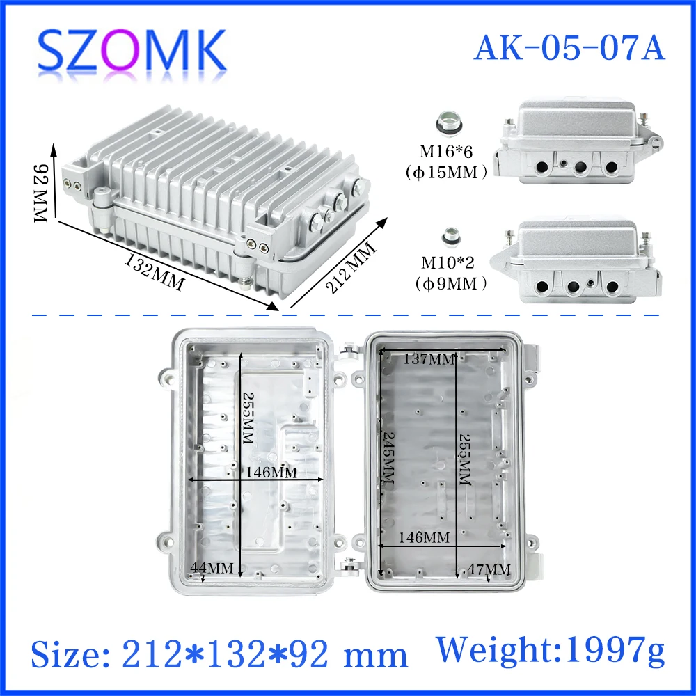 AK-05-07A Base Station Shell Amplifier Shell Portable Aluminum Box 212X132X92mm