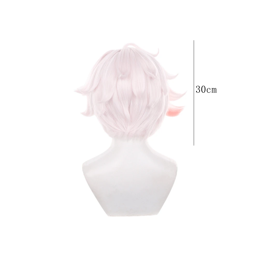 Light Pink Short Spiky Cosplay Wig with Side Highlights Synthetic Heat Resistant for Women Anime Halloween