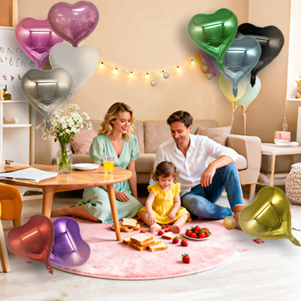 

18inch Love Heart Shape Aluminum Foil Balloons for Wedding Birthday Party Valentine's Day Anniversary Decor Inflatable Air Balls