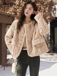 MISHOW Peluche Cappotto di Pelliccia Sintetica Donna di Lusso Autunno Inverno di Alta Qualità di Lana di Agnello Stile Doppio Petto Giacca da Ufficio Della Signora MXC58W0318