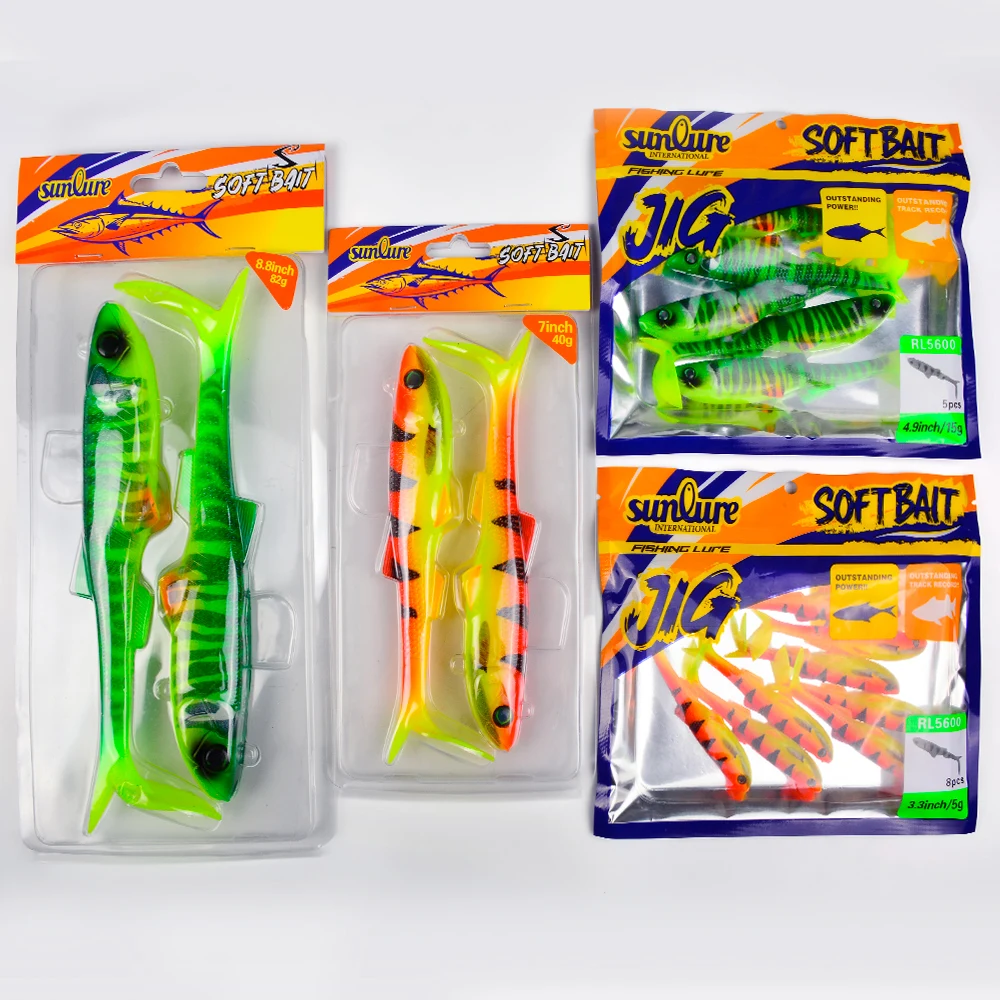 Sunlure 2/5/8 Stück T-Tail Weichköder mit 3D-realistischen Fischaugen, Swimbait, künstlicher Silikon-Shad-Köder für Bass, Salzwasser-Angelzubehör – Detail 10