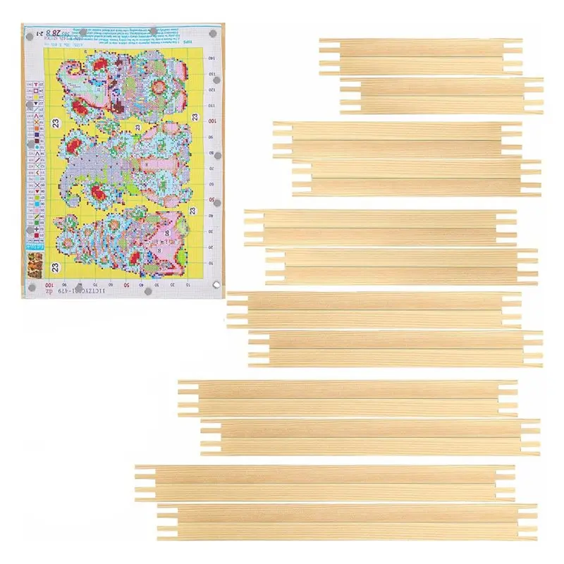 

【FITTING】12 Sets Stretcher Bars For Needlework 6 Sizes Wooden Canvas Stretcher Bars For Needlepoint Embroidery Stitch Frame