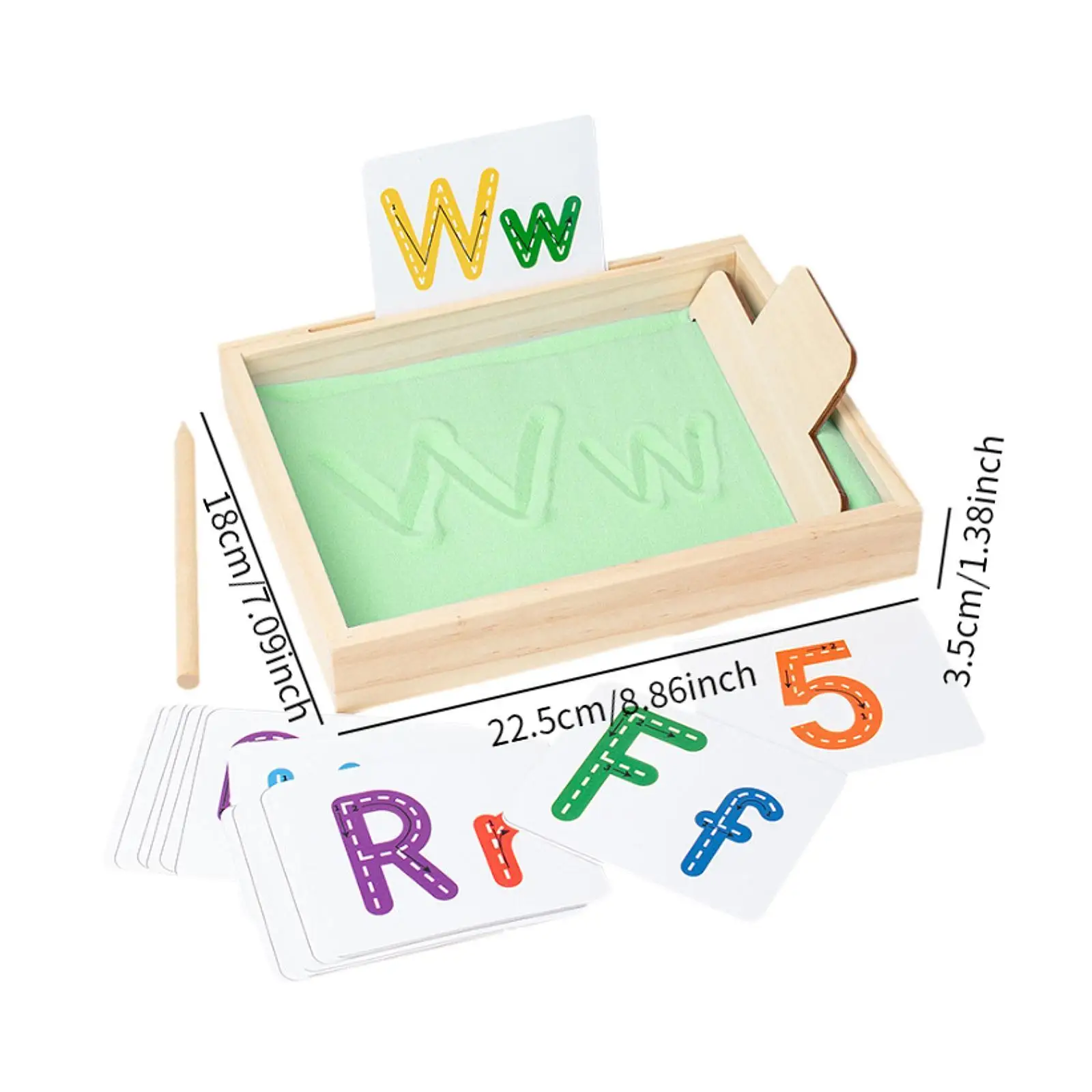 Montessori Sand Tray Teaching Aids Deep Wooden Sand Writing Tray and Wooden Pen for Kids Classroom Boys Girls Drawing Painting