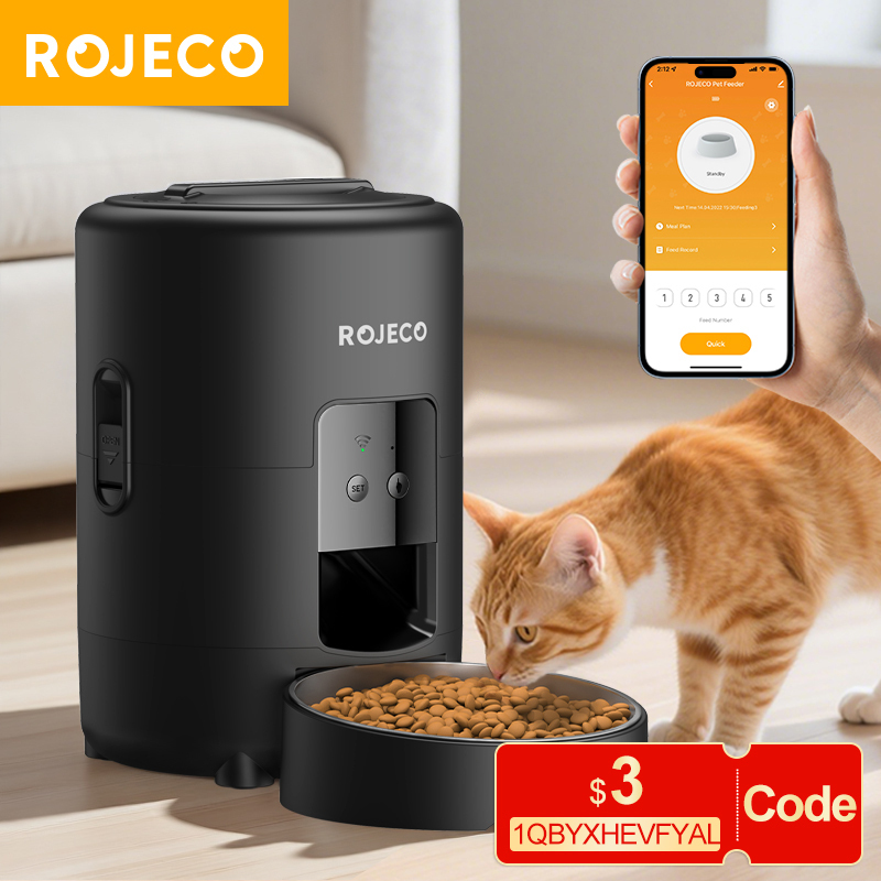  ROJECO Automatic Pet Feeder 2L Smart Cat Food Kibble Dispenser Wi-Fi App Remote Control Auto Dog Feeder For Cat Pet Accessories 