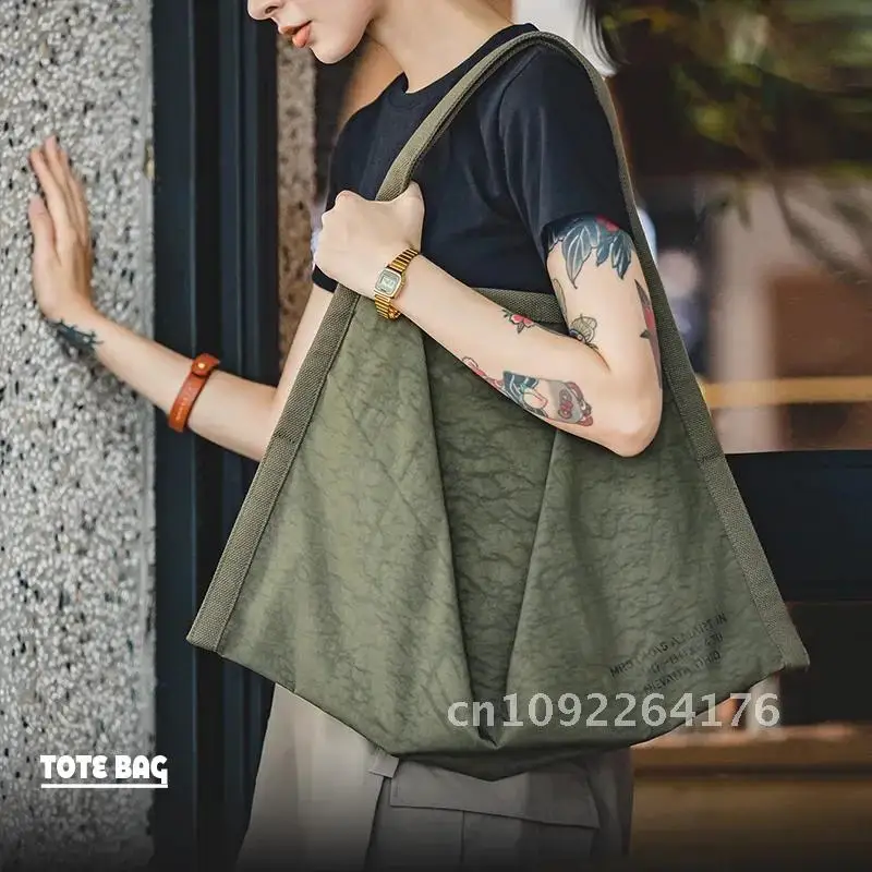 Maden Designer Toteกระเป๋าไนลอนวินเทจคุณภาพขนาดใหญ่ความจุสีเขียวฤดูใบไม้ร่วง2022กระเป๋าRetroใหม่กระเป๋าสะพายกระเป๋าถือกันน้ํา