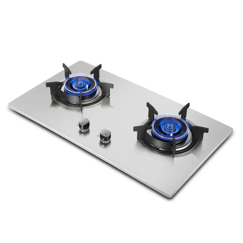 Home Appliances Table Embedded Dual-Purpose Dual-Hole Natural Gas Liquefied Gas Stove Household Thickened Stainless Steel Brushe