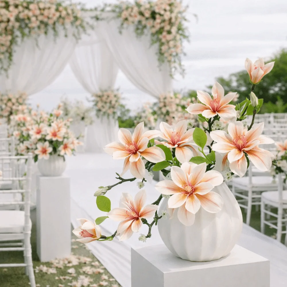 

Real Touch Artificial Magnolia Flower Handmade Realistic Fake Silk Flower Decorative New Chinese Artificial Plant