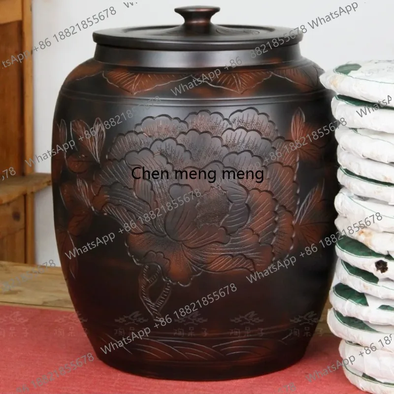 HR Purple pottery tea pot Pu'er tea storage   sealed pot ceramic loose tea tank water rice tank moisture-proof