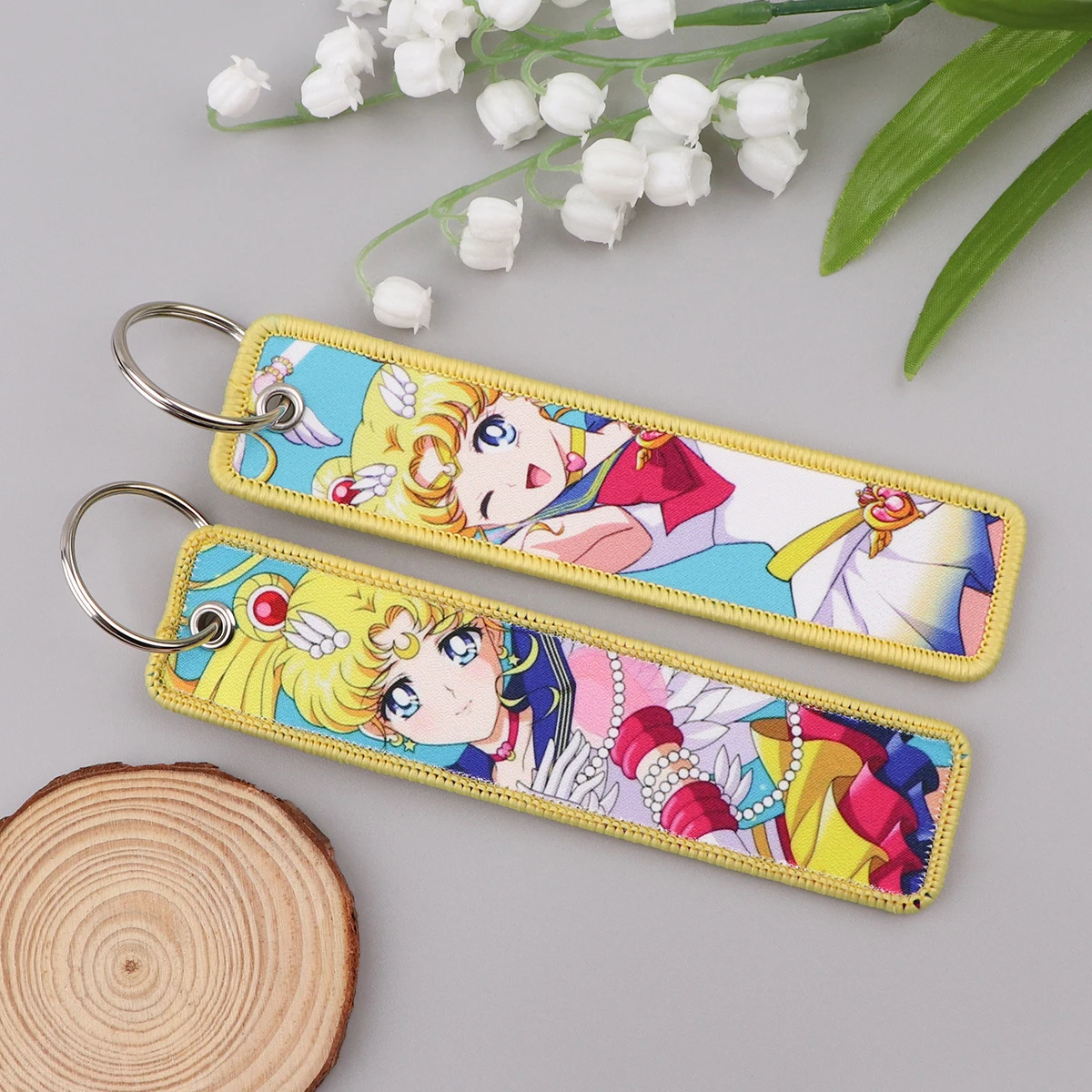 Power Girl Anime Key Tag Key Ring Motorcycles Cars Bag Backpack Chaveiro Lovely Embroidery Key Fobs Fashion Keychain Gifts