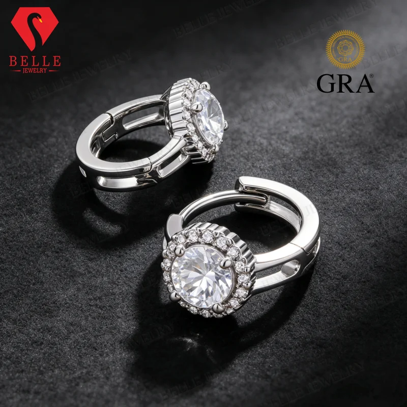 Moissanite Earrings 1/2ct Round Cut D Color VVS1 925 Sterling Silver GRA Certified Factory Direct Non-fading Ideal Gift For Her