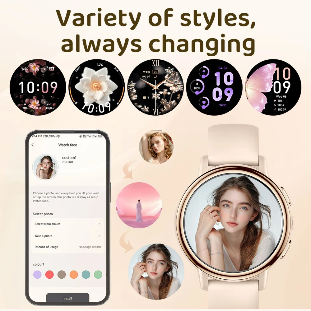 فتاة الساعات الذكية السيدات الرياضة مصباح يدوي مقاوم للماء بلوتوث دعوة ساعة ذكية المرأة 128 متر ذاكرة كبيرة الصحة معدل ضربات القلب