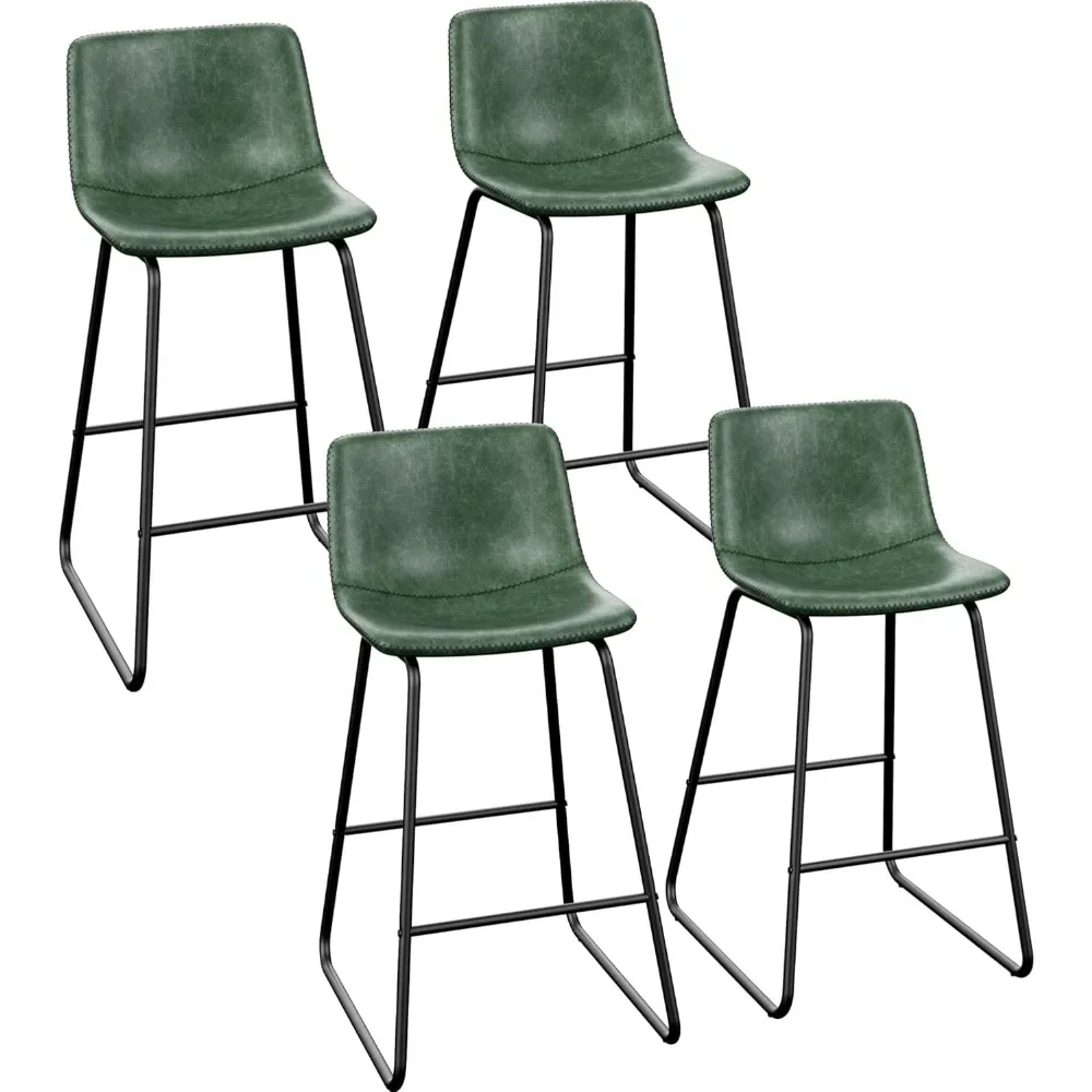 Bar Stools Set of 4, Faux Leather Counter Height Stools,26