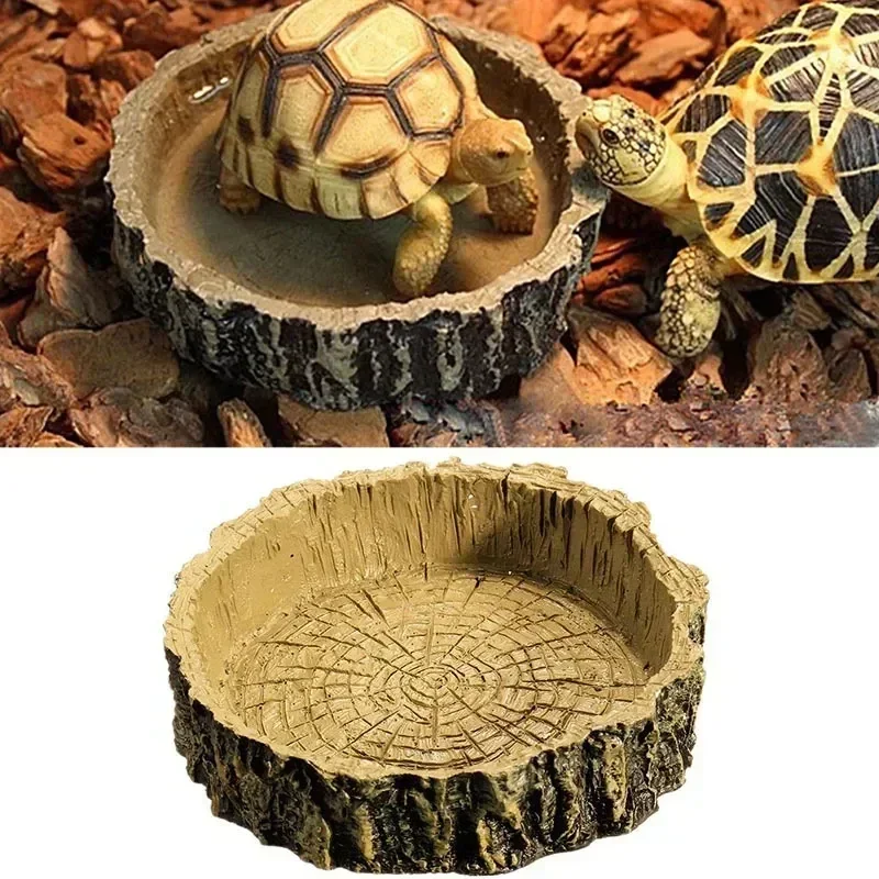 Reptile Box Tortoise Feeding Basin Synthetic Resin Shallow Water Basin Spider Snake Lizard Turtle Feeding Basin Reptile Supplies