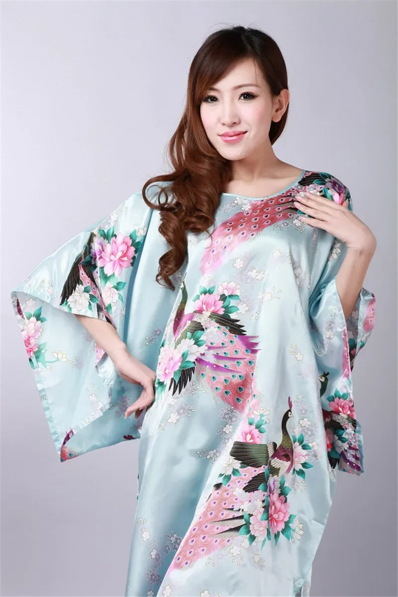 2025 New Short Style Loose Japanese Satin Peacock Woman Yukata Dress Bathrobe Gown Bride Bridesmaid Wedding Robes Sexy Sleepwear - view 4
