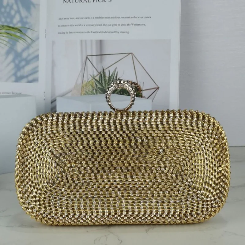 

Unique Gold Rhinestone Crystal Clutch Purses For Women Evening Bags Wedding Bridal DIamond Handbags Purse Party Bridal Prom
