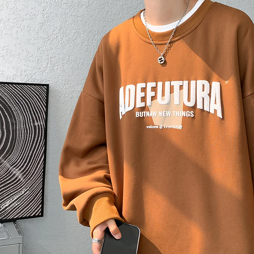 

Retro American Sle Long Sve Sweatirt round Ne Printed Loose Fit Spring Autumn New Arrival Men's Clothing Youth Faion
