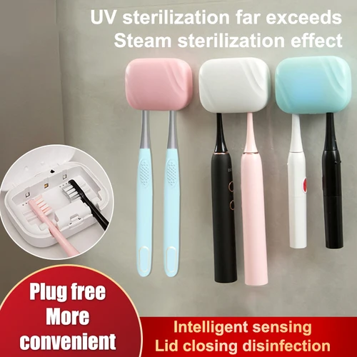 블루 라이트 UV 칫솔 헤드 소독 상자, 건조 상자 살균기, 충전식 휴대용 칫솔 거치대