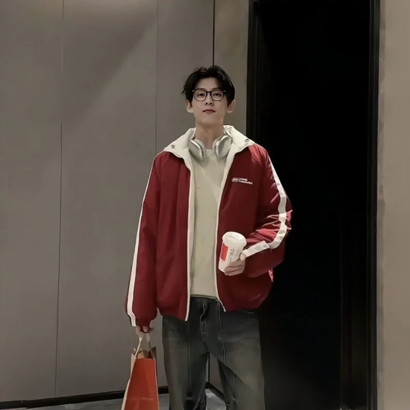 

​Premium Two Sided Winter Jacket for Men Lightweight Insulated Coat with Zipper Closure​