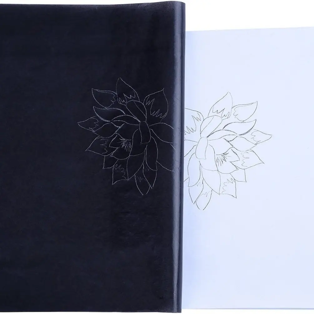 50PCS A4 Schwarz Carbon Papier Lesbar Graphit Transfer Tracing Malerei Wiederverwendbare Kunst Oberflächen Kopierpapier Dropshipping Großhandel – Detail 3