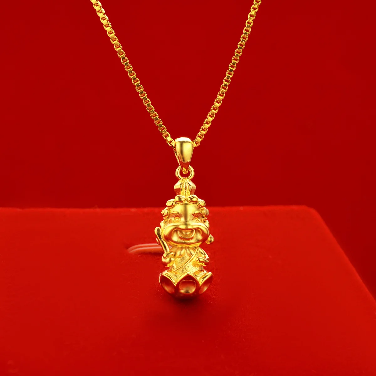 Collana in oro AU999 di alta qualità per uomo e donna ciondolo Buddha ciondolo in oro puro 24 carati regalo di gioielli con catena a clavicola in