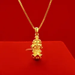 Collana in oro AU999 di alta qualità per uomo e donna ciondolo Buddha ciondolo in oro puro 24 carati regalo di gioielli con catena a clavicola in oro reale