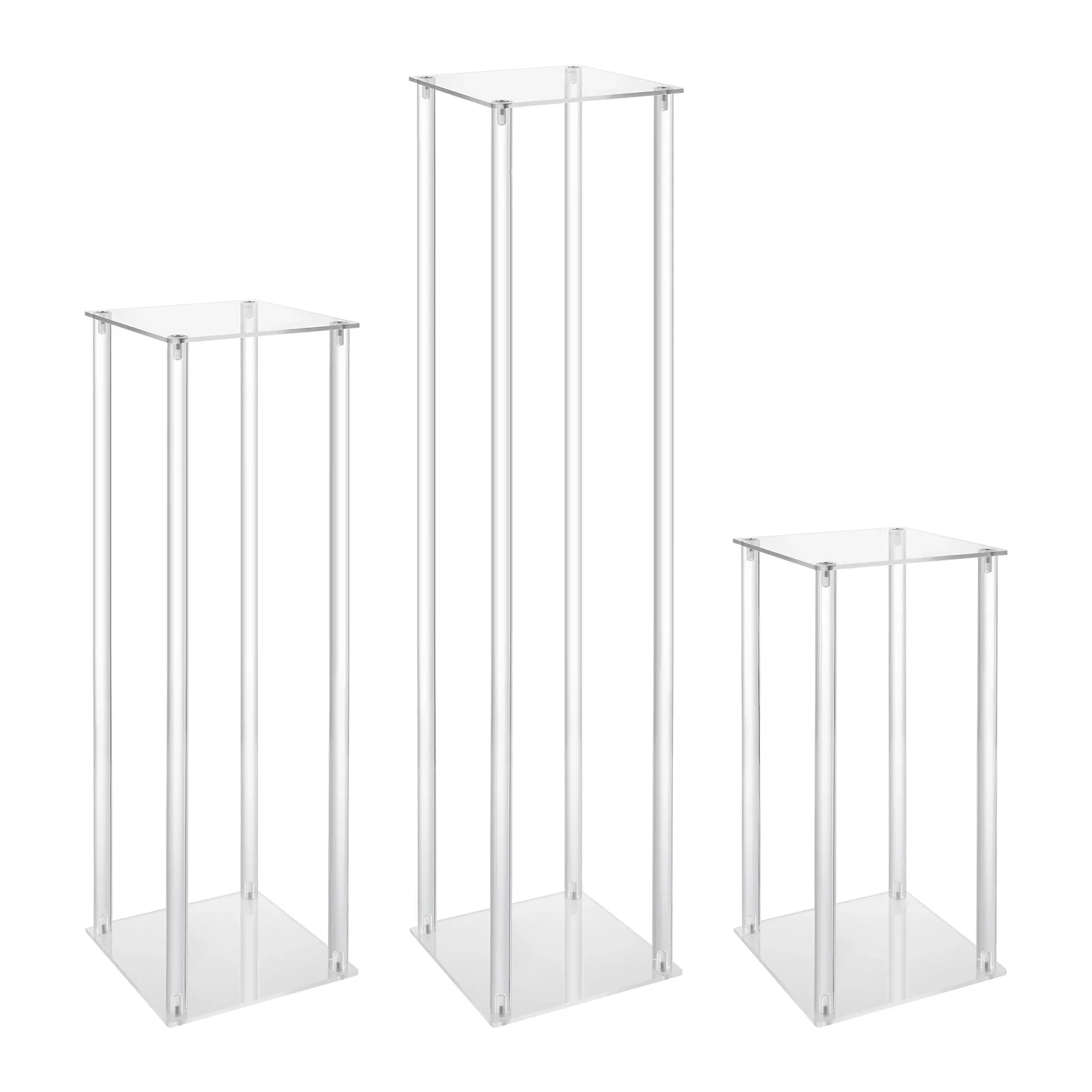 

Acrylic Vase Wedding Centrepieces, 3 Pcs Clear Column Flower Display Stand, Geometric Display Stand For Home Decor