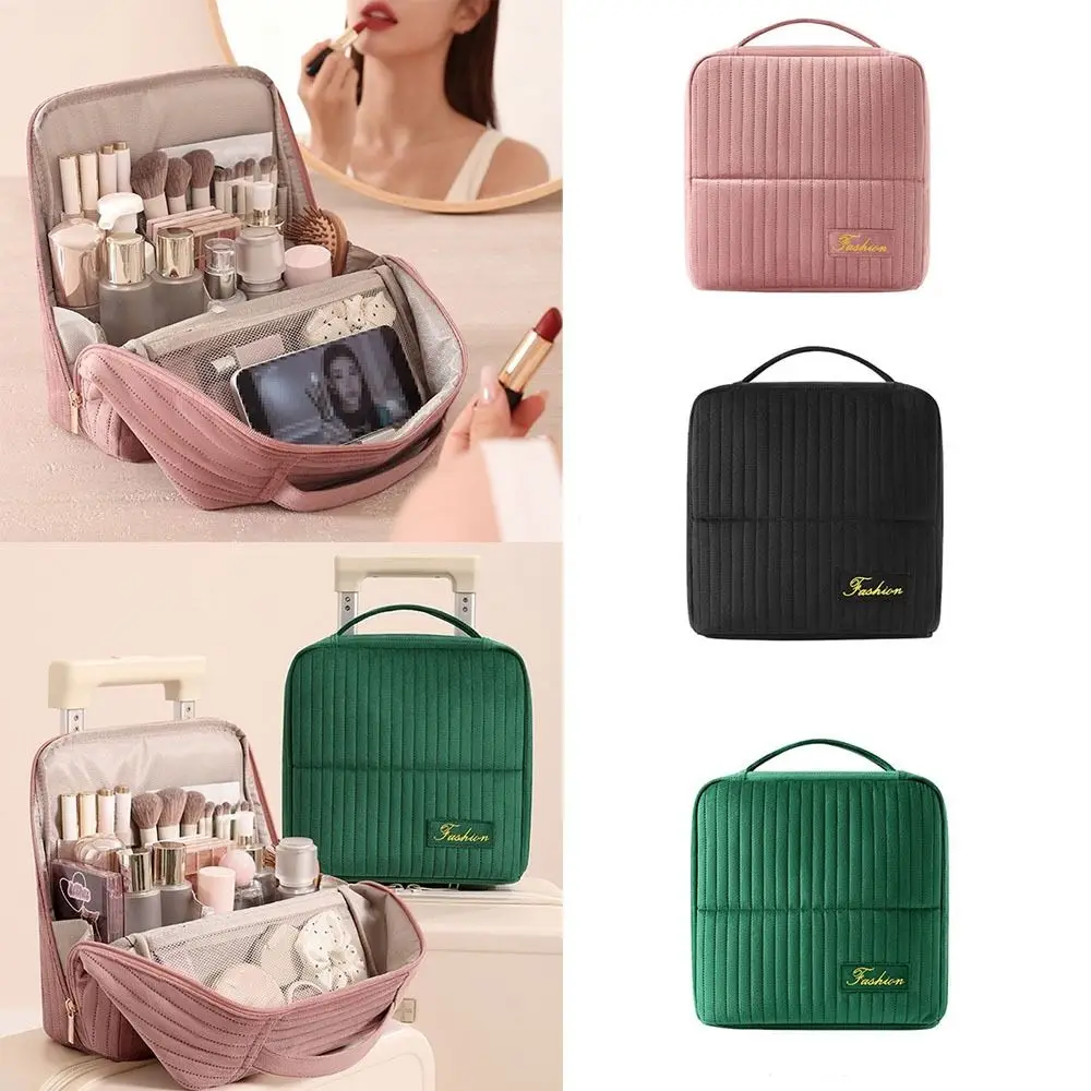 

Standable Women Makeup Bag Vertical Style Multifunctional Cosmetic Organizer Multi-Compartment Thickened Pencil Bag Women