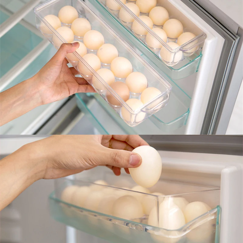 Refrigerator door egg storage box organizer transparent egg bright red egg storage shelf containers