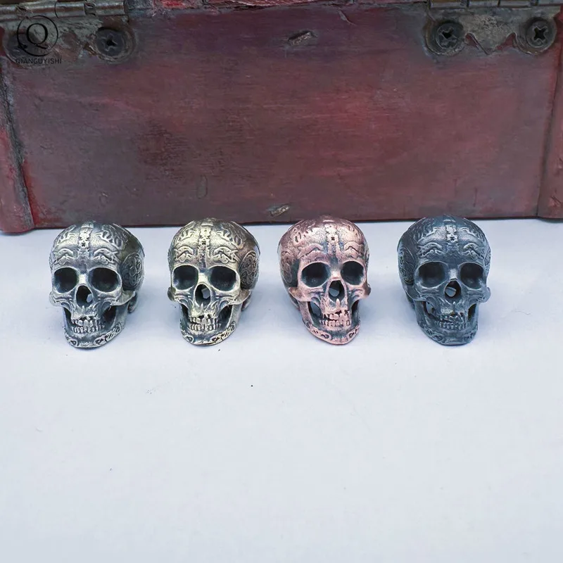 printing Anger Skull Head Brass Knife Beads Punk DIY Paracord Bracelets Accessories Outdoor EDC Tool Umbrella Rope Lanyard Penda