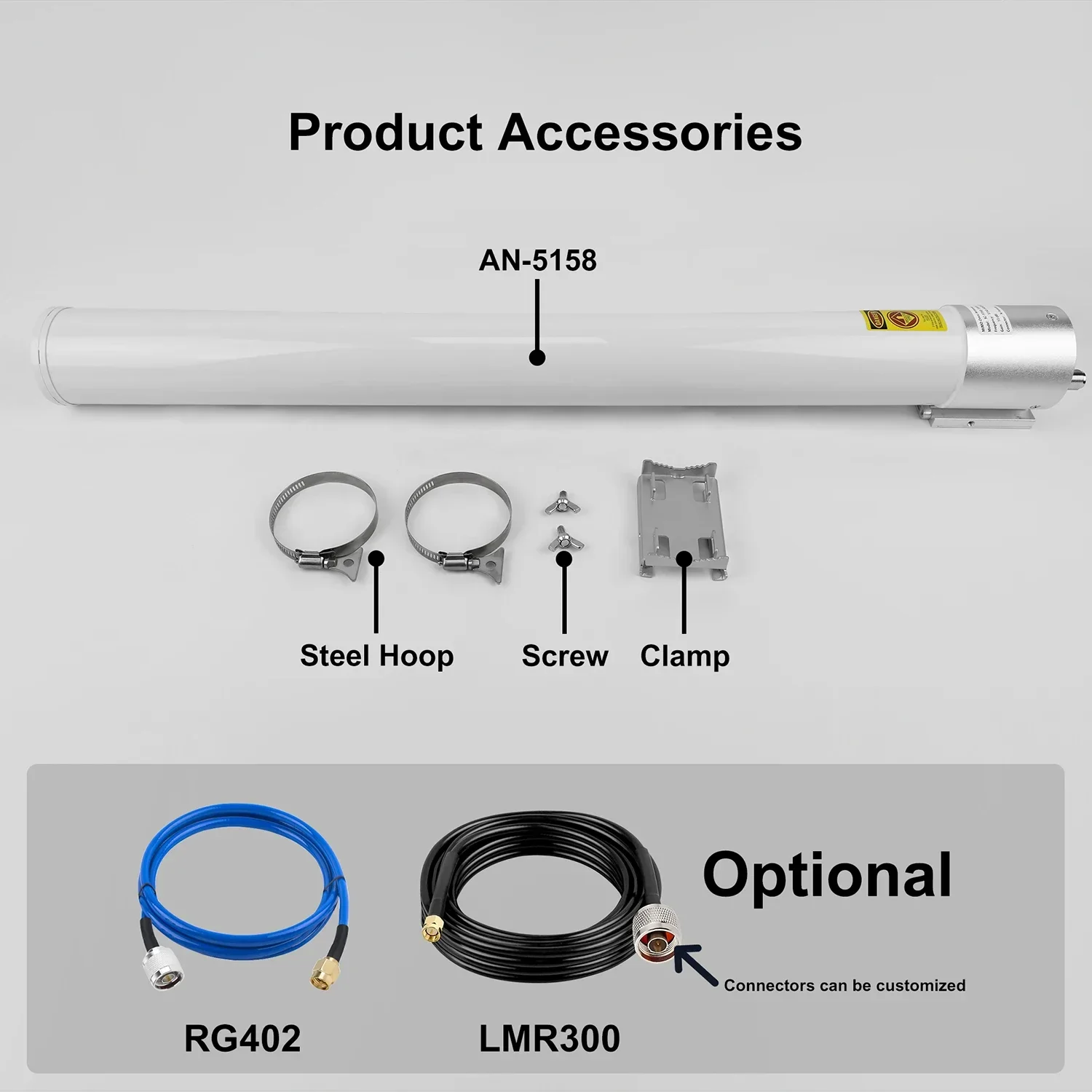 SUNCOMM AN-5158 Outdoor WiFi Antenna 5.1-5.8GHz 2x2 MIMO Omnidirectional 13dBi 5G Fiberglass