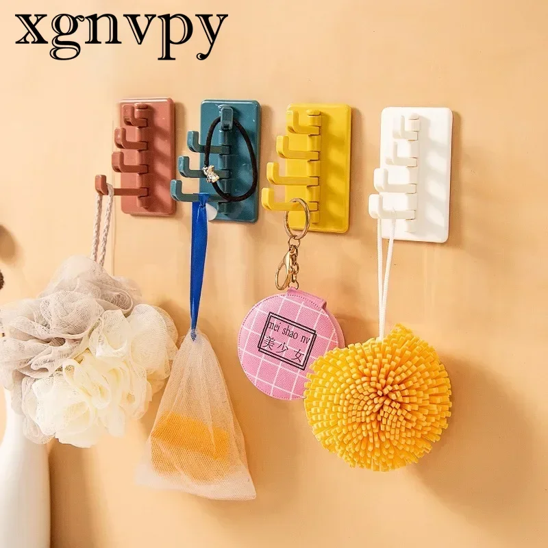 xgnvpy Creative Rotating Adhesive Hook Nordic Bathroom Kitchen Wall Hanger Hole Free Key Bag Storage Home Decor Accessories