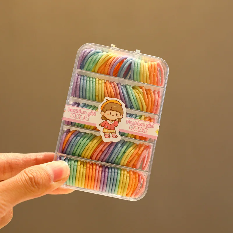 2026 Neu 150 Stück/Box Mini Dünne Regenbogen Baby Haargummis Hochelastische Nylon Spiralförmige Schonende Haarbänder für Kleinkinder Mädchen Kinder – Detail 5
