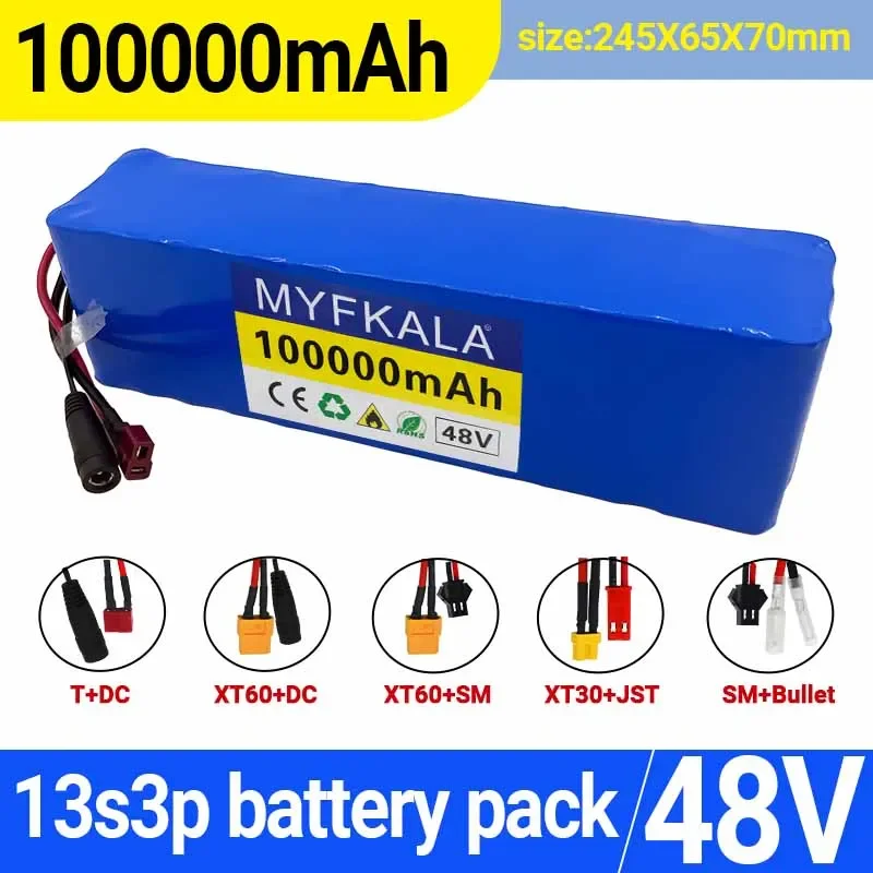 Brand New 13S3P 48V 100Ah 18650 Lithium Battery Pack + Built-in  BMS 500-1000W Electric Bicycle Battery