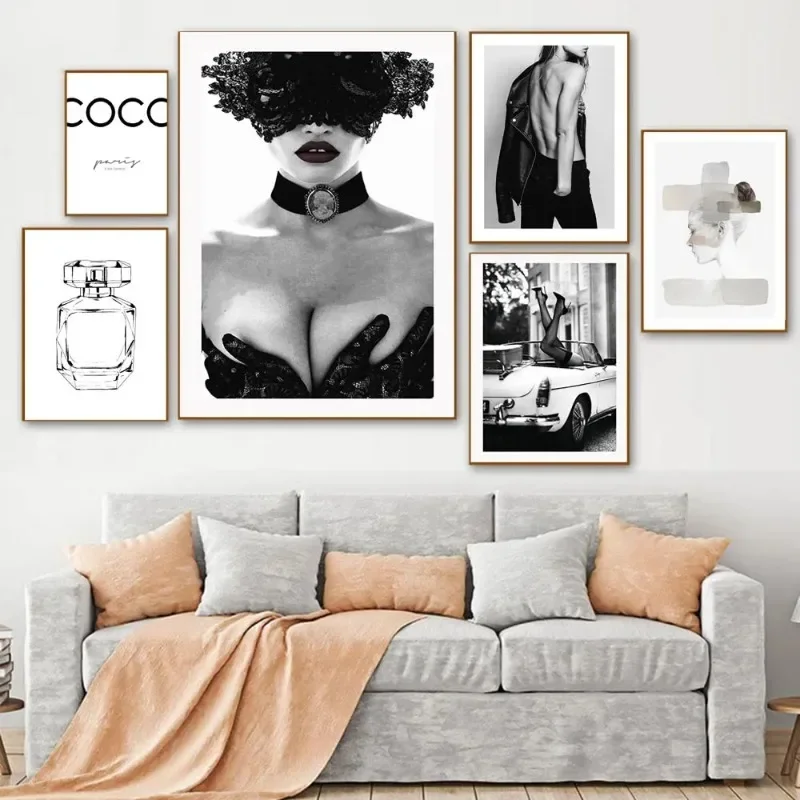 أزياء العطور النساء يطبع والملصقات الحديثة الحد الأدنى قماش اللوحة يقتبس جدار صورة فنية ديكور غرفة فتاة المعيشة