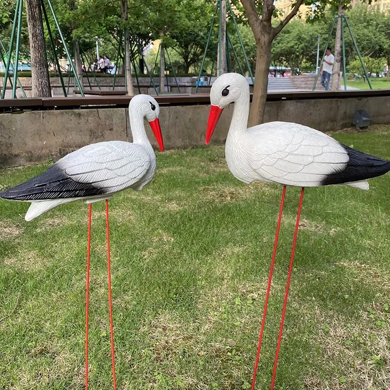 New Creative Lifelike Animal Model White Crane Landscape Garden Decoration Detachable Wire Feet For Outdoor Garden Decoration