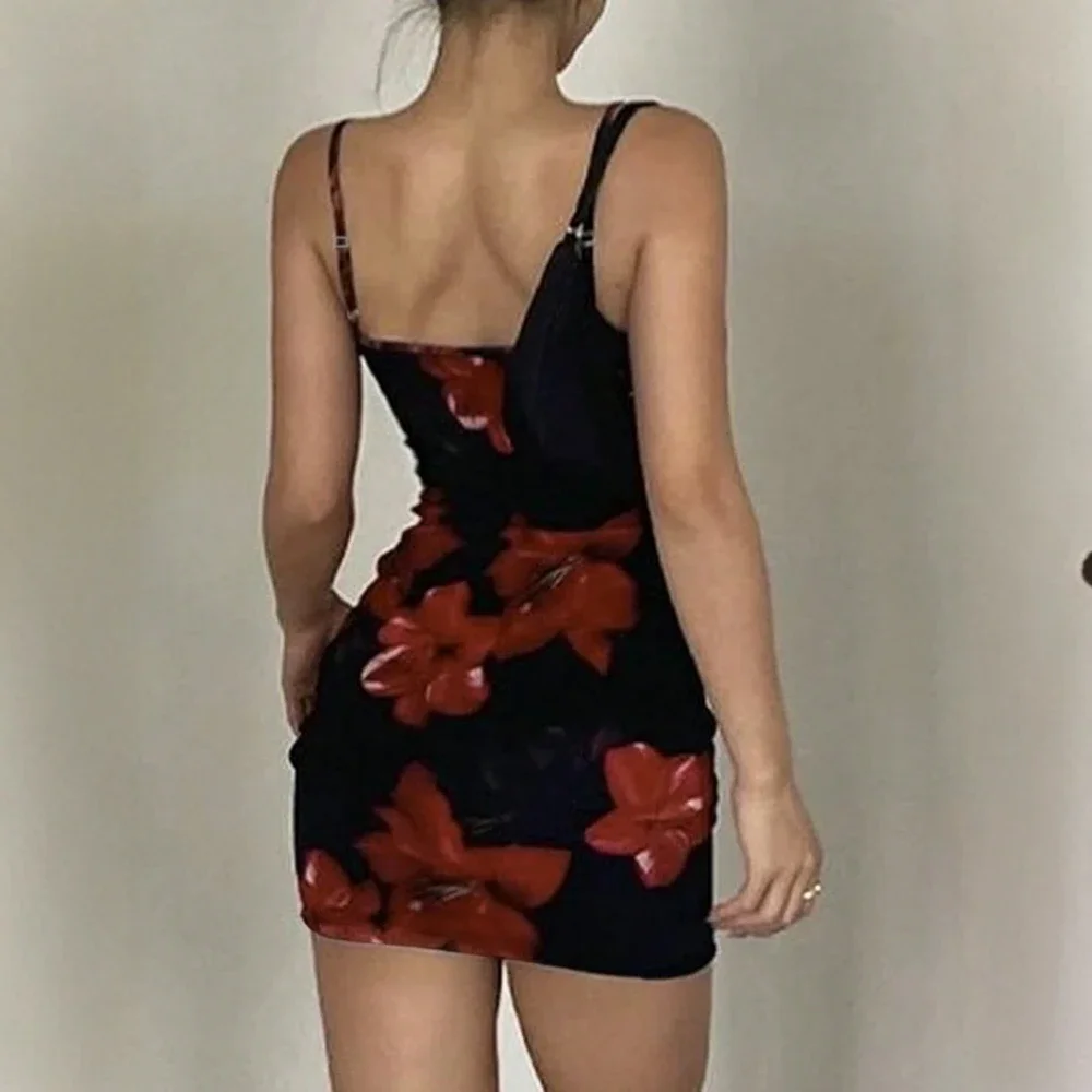 Abiti estivi Hotsweet sexy stampa floreale senza maniche collo quadrato casual slim Cami mini abiti da donna