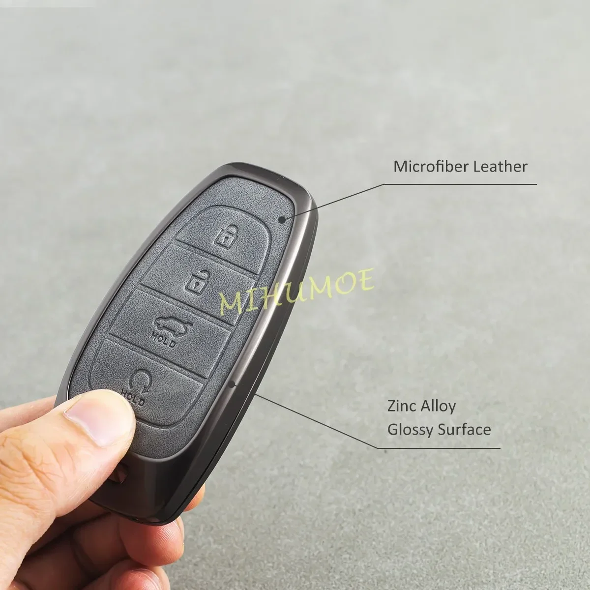 For Hyundai Tucson Santa Fe Cruz Sonata Palisade IONIQ 5 Nexo Accessories Metal Leather Car Remote Key Fob Case Cover Gray