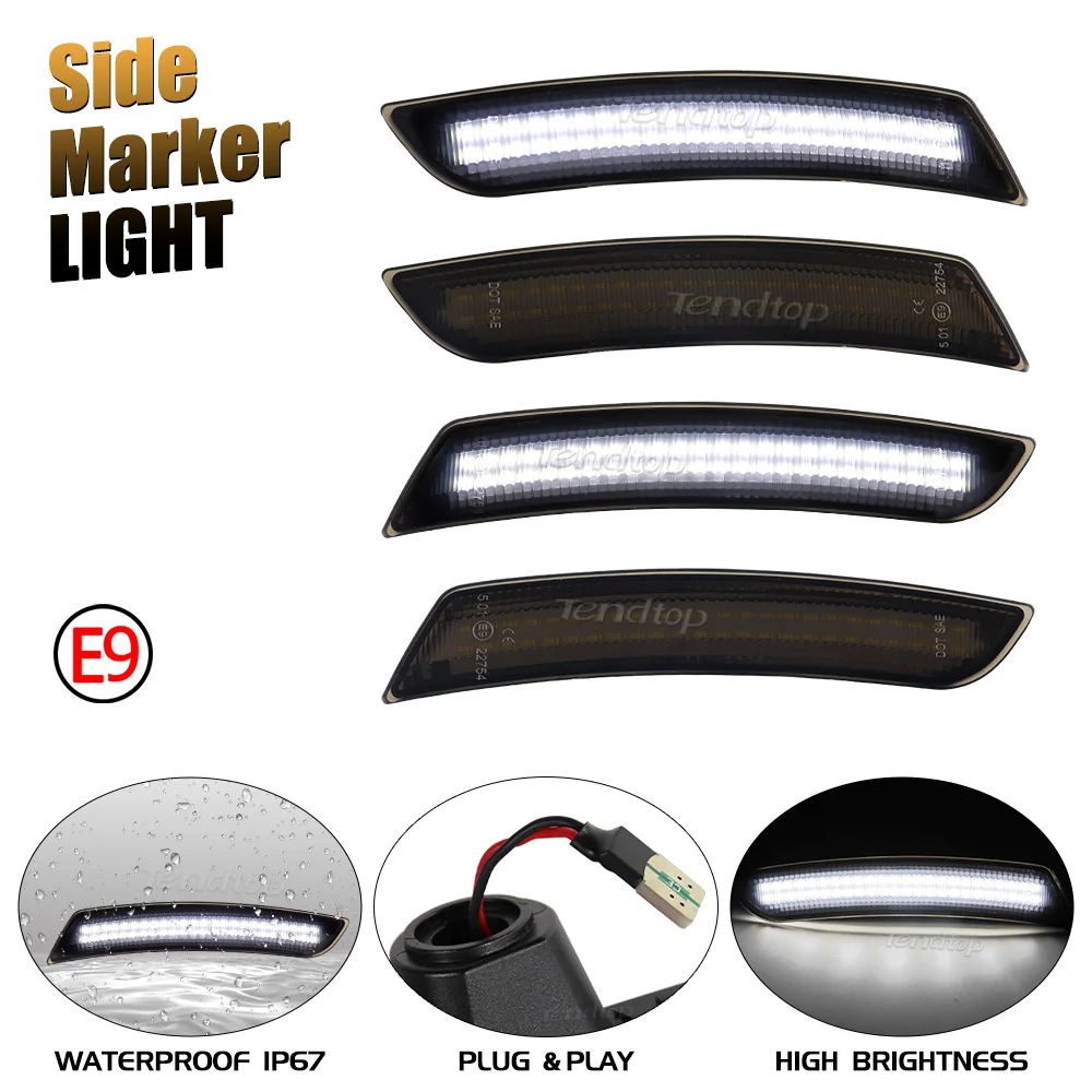 

4pcs White Lights LED Lights Smoked Lens Rear Bumper Side Marker Light Front Fender Marker Light for Chevy Camaro 2016-2023