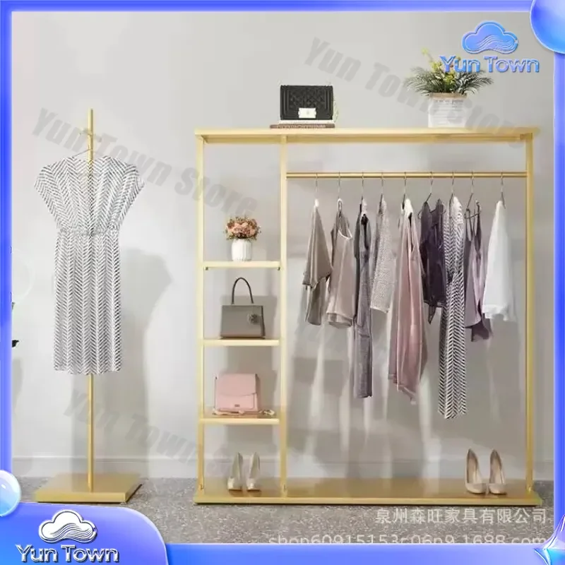 Mobile Shoe Display Bags for Clothing Rack Accessories Gold 4 Rail with Bottom Tier Garment Shelf Hot Shelf Display Stand