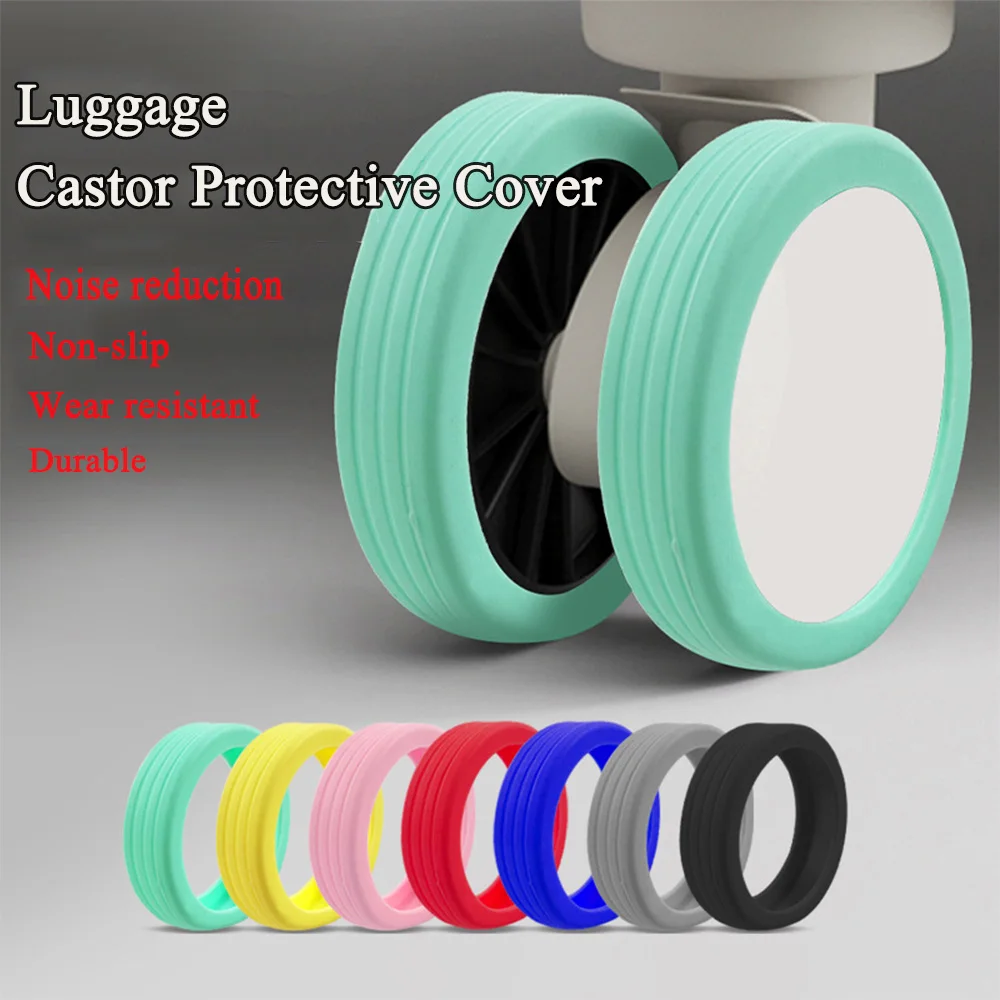 8Pcs Luggage Wheels Protector Silicone Wheels Caster Shoe Trolley Case Reduce Noise Silent Caster Sleeve Suitcase Accessories