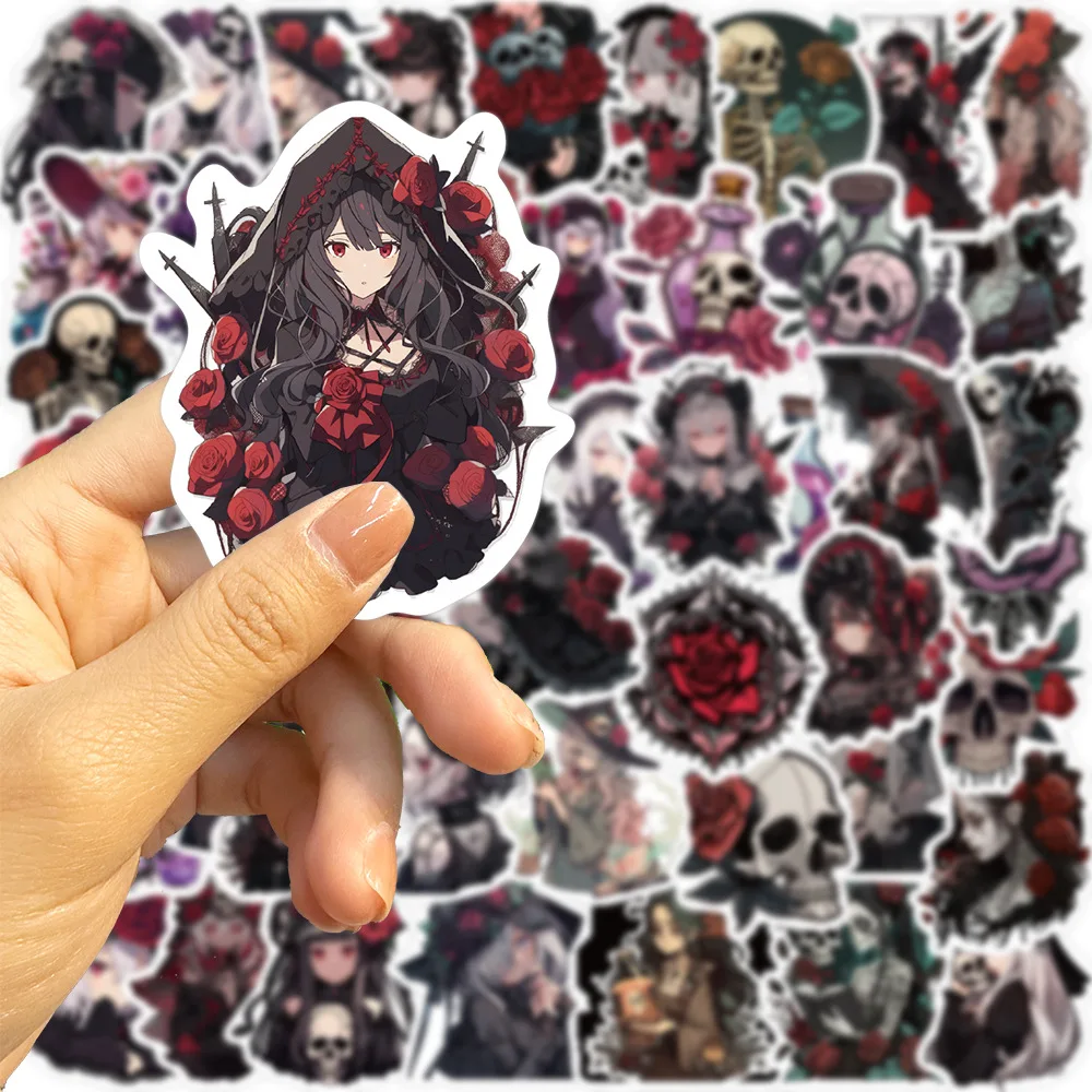 50pcs Retro Gothic Rose Girl Sticker For Guitar Laptop Suitcase Scrapbook Dark Stickers Scrapbooking Supplies Vintage Aesthetic