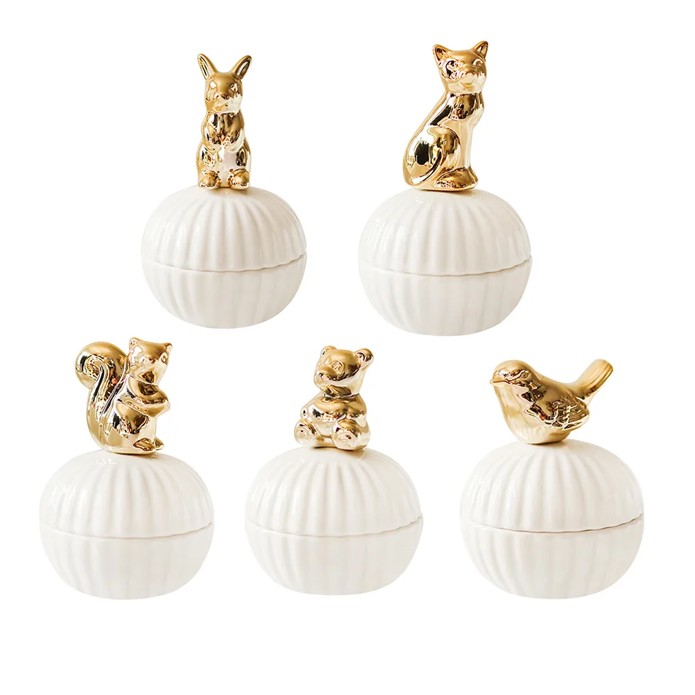1Pcs Jewelry Box Gold Ceramic Small Compact Jewelry Holder Organizer Portable Storage Box for Earrings and Rings
