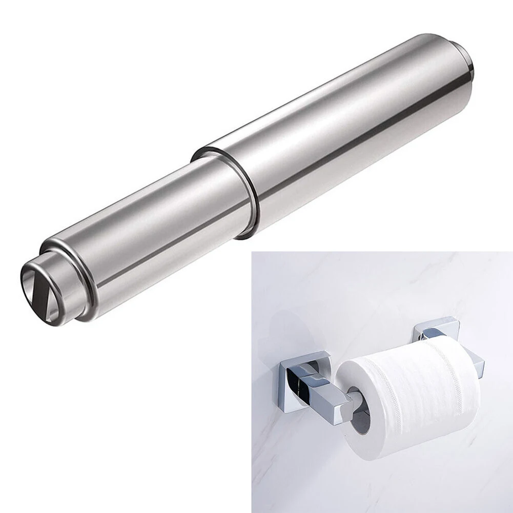 ティッシュペーパースタンドペーパーロールインサート16センチメートル調節可能収納しやすい軽量メッキ格納式シルバーカラー