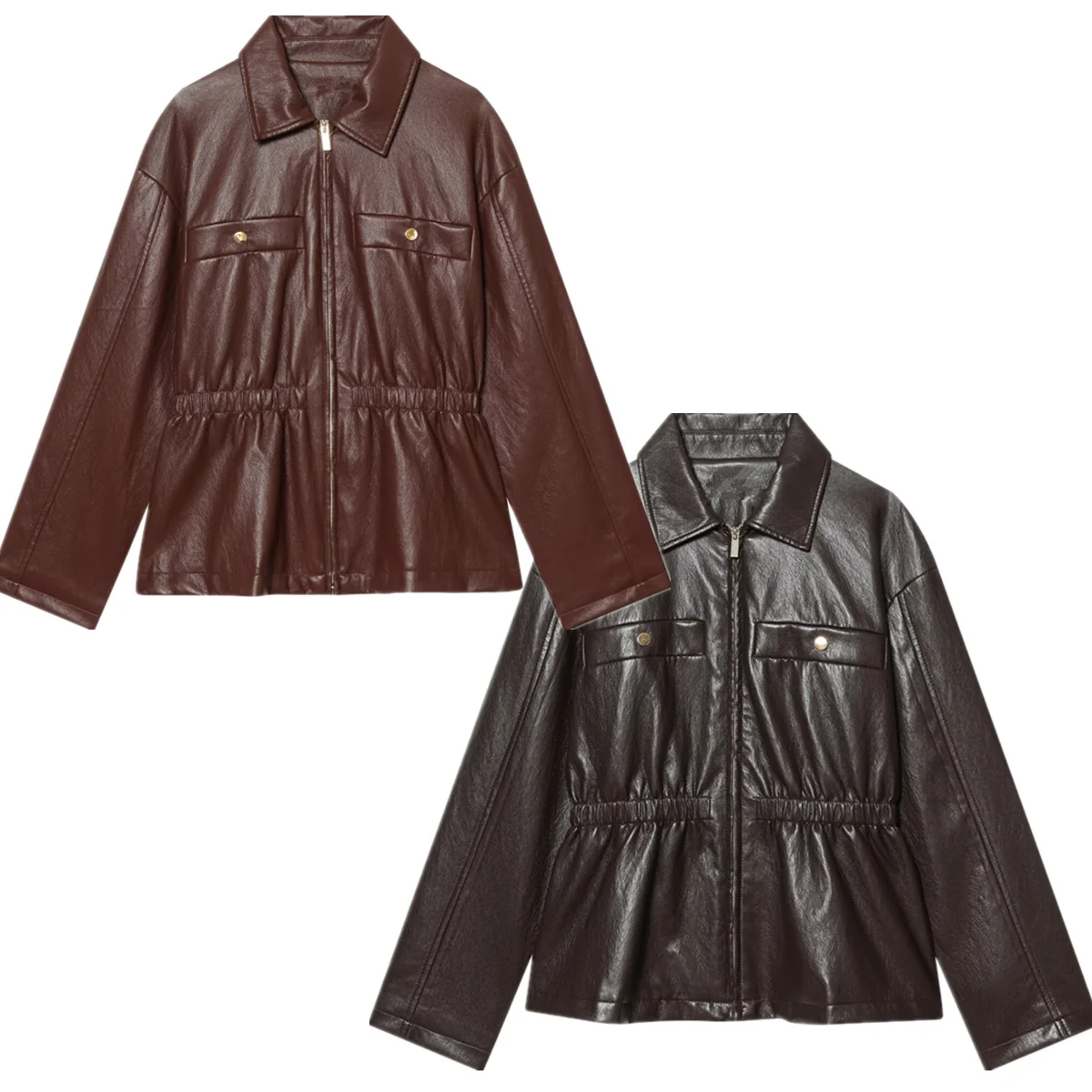 

Jenny&Dave 2026 Весенняя женская одежда: винтажная кожаная куртка в стиле Ins для блогеров, женская верхняя одежда