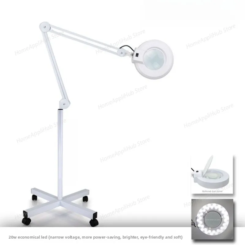 LED 4-Leg Floor-Standing Cold-Light Magnifying Lamp – for Tattooing, Eyebrow Embroidery & Eyelash Extension Mirror Mirror Lights