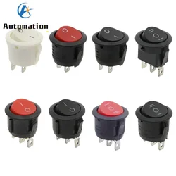 1Pcs 220V Round SPDT ON-OFF Rocker Switch KCD1-105 White Black Red AC 250V/6A 125V/10A Toggle Switch  2Pin